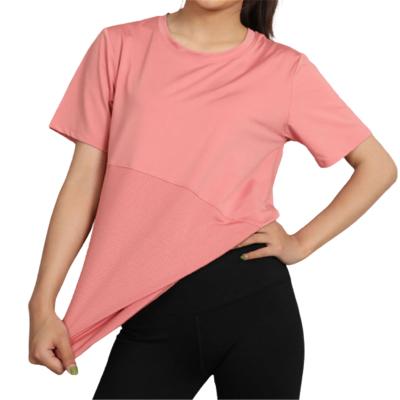 China Big Size 130kg Sports Breathable Quick Dry T-Shirt For Women Jogging Running Gym Yoga Shirt Tops Exercise Tops Women for sale