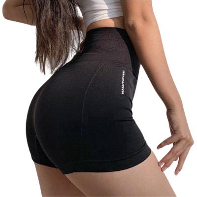 China Breathable Shorts Women's Letter Print Yoga Shorts Fitness Women Push Ups Shaping Female High Hip Waist Sports Shorts for sale