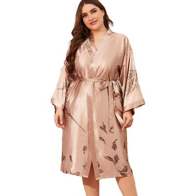 China Summer Breathable Ice Silk Plus Size Casual V-Neck Women's Comforter Sleepwear Brand New for sale