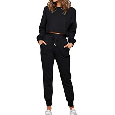 China 2021 New Amazon Women's Long Sleeve Tops Sweatpants Factory Direct Sale Fall QUICK DRY Casual Two Piece Set for sale