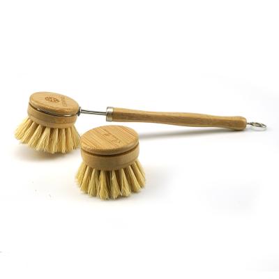 China Long Handle Bamboo Wooden Handle Kitchen Brush Dish Brush Eco - Friendly Sustainable Easy Clean for sale