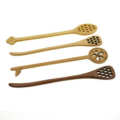 China Disposable Custom Wooden Honey Dipper Mini Honey Spoon Spoon For Honey for sale