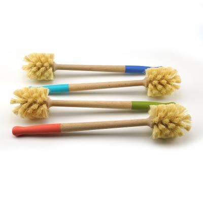 China Viable Natural Wooden Handle Bamboo Dish Brush Kitchen Sisal Dish Cleaning Vegetable Brush for sale