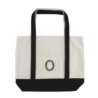 China Reusable Promotional White Handled Eco Tote Canvas Shopping Bag With Logo Printed Linen Tote Bag Custom Made for sale