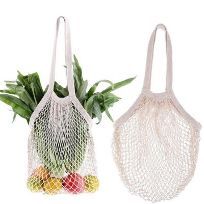 China Eco Friendly Reusable Cotton Rope Handle Food Grade Grocery Mesh Bag With 100% Organic Cotton For Vegetable Fruit for sale