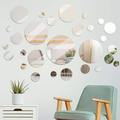 China Art Deco Round shape connected patchwork mirror, wall mirror glass mirror, decorated family bedroom living room, bathroom mirror for sale