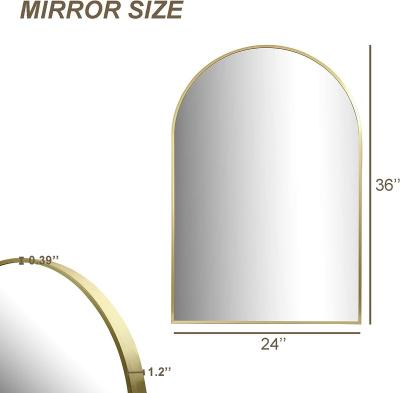 China Art Deco Arched wall mirror in the bathroom, mirror on the wall, bedroom vanity mirror, metal frame for sale