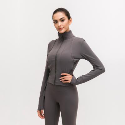 China Breathable Custom Gym Sports Yoga Wear Long Sleeve Tracksuit Workout Women Zipper Fitness Jacket for sale