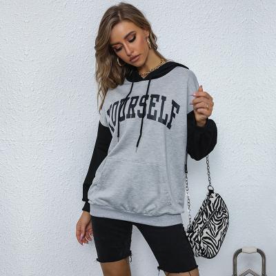 China Anti-wrinkle Ins Style Letter Print Sweatshirt Women's Colors Contrast Oversized Hoodies for sale