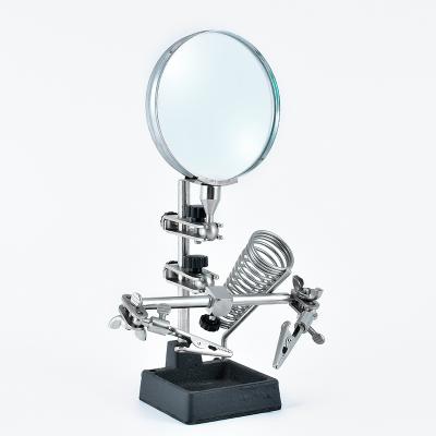 China High Quality Selling Magnifying Glass Stand 3x/5x PLASTIC+METAL Hand Held Mobile Phone Welding Magnifier for sale