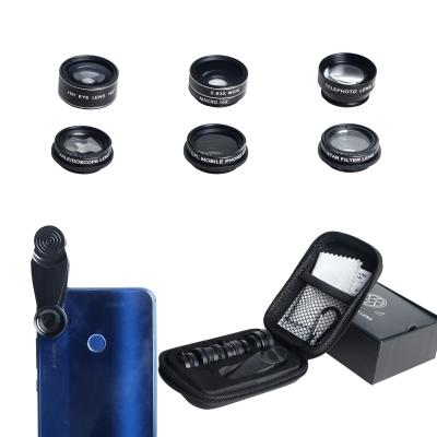 China Hot ABS + METAL + OPTICAL GLASS Universal 7 in 1 Magnifiers Mobile Phone Camera Kit Fisheye Wide Angle Lens Optical Lens with Universal Clip Te koop