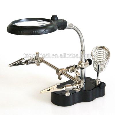 China Plastic helping hand with led magnifying light luminous desk lamp for sale