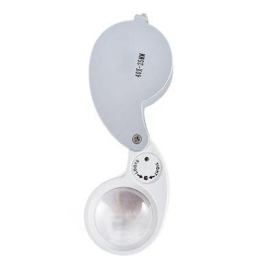 중국 Metal+ABS+LED Reading 40x Screen Magnifying Glass Optical Instruments Jewelry Handheld Magnifiers For Gift Promotion 판매용