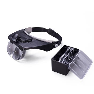 China High Power Factory Supply 2LED Headband Magnifier 1.2x/1.8x/2.5x/3.5x Lens Acrylic Magnifier zu verkaufen