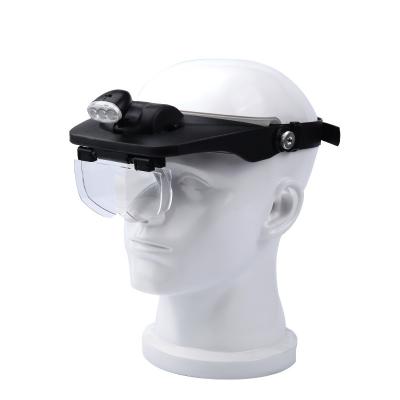 China Reading Factory Supply 3LED Headband Magnifier 1.2x/1.8x/2.5x/3.5x Lens Hot Selling Acrylic Magnifier For Reading for sale