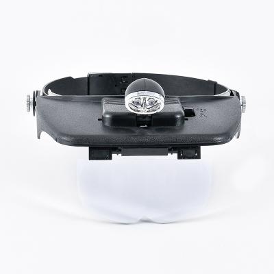 China Plastic Hands Free Magnifier Plastic Eyewearing LED Magnifier Helmet Head-Mounted Magnifying Glass zu verkaufen