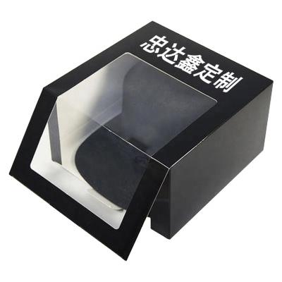 China Recyclable Custom Square Transparent Window Printing Picture Text Hat Packaging Cardboard for sale