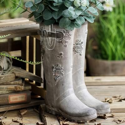 China Gray Ceramic Beach Umbrella Holder Decoration Cement Boots Umbrella Stand for sale