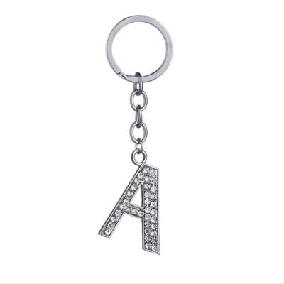 China Fasion Promotional Casting 3D Shape Letters Number Logo Rhinestone Custom Keychain Metal Key Chain For Gift for sale