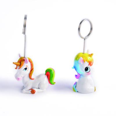 China Custom Resin+metal Polyresin Craft Key Ring Resin Key Chain Unicorn Key Chain Holder for sale