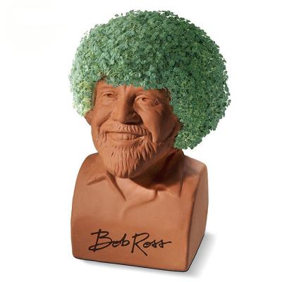 China Red Pottery Bob Ross Chia Pot With Seeds American Style Hot Sale Pack For Garden Planter Pot Decoration for sale