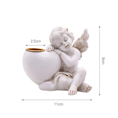 China Europe Candlesticks Figurine Sculpture Table Home Decor Angel Candle Holders Statue Decorative for sale