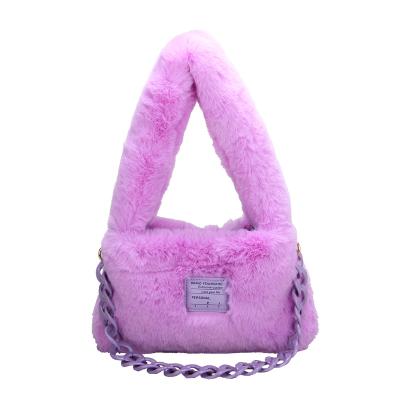 China Fashion Fashion Women's Trending Tote Leather Bags Hot Selling Chains Ladies Handbags Popular Luxury Cute Designer Faux Fur Handbag for sale