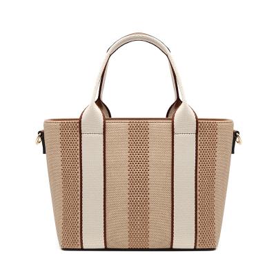 China Wholesale Fashion Tender Large Capacity Striped Portable Lady Bags Customized Cowhide Main Shoulder Layer Custom Handbags With Logo for sale