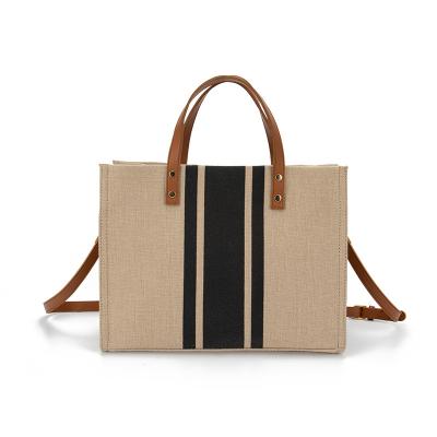 China Famous Fashion Brands Custom Fashion Stripe One Shoulder Canvas Ladies Bag Large Capacity Bolsos Mujer Designer Women Handbags for sale