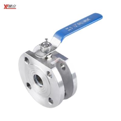 China Safe And Durable Easy Installation 1000wog pn16-pn64 304 Stainless Steel 316 Lockable Handle Flanged Italy Manual Wafer Type Slim Ball Valve for sale