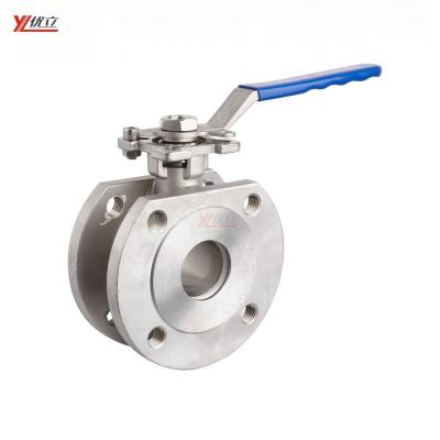 China Safe and durable ISO 5211 1000wog pn16-pn64 304 stainless steel 316 lockable handle flanged wafer type Italy manual slim ball valve for sale