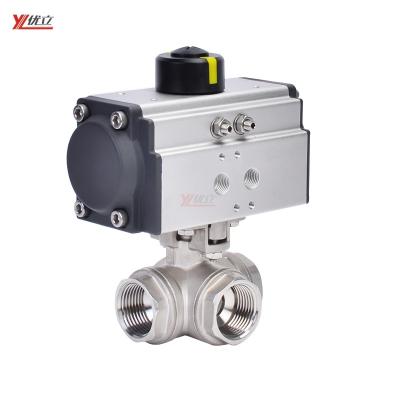 China High Temperature RC TNP BSP 1.6mpa PN16 304 Anti-Leakage 316 Thread Pneumatic Ball Valve 3 Ways High Temperature Durable Safe and Long Lasting for sale