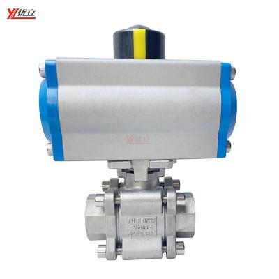 China Anti-leakage RC NPT BSP 2000wog 6.4mpa 304 316 Thread Pneumatic Ball Valve 3 Pieces High Pressure Durable High Quality Safe and Durable for sale