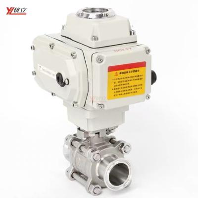 China Safe and Durable Precision Anti-Leak Durable 77.5mm 1.6mpa 304 Flange 316 AC220V On-Off Clamped 50.5mm Electric 3PC Tri Clamped Ball Valve for sale