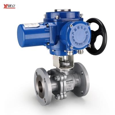 China Safe and Durable ANSI Standard 150LB 300LB 304 316 JIS 10K-20K WCB Power Off 4-20ma DC24V Quarter Handing Explosion Proof Electric Flanged Ball Valve for sale