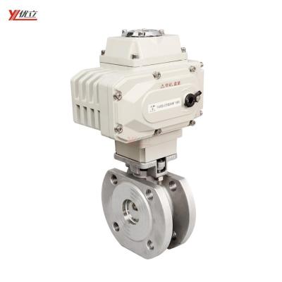 China Safe And Durable High Quality Soft Sealing ISO 5211 304 316 Slim Type Italy Electric Wafer Ball Valve 1.6mp WCB 4-20ma AC220V for sale