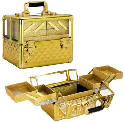 China Hot Selling Fashion Customize To Color Professional Makeup Box Trolley Cosmetic Train Case for sale