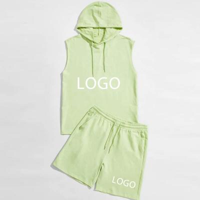 China High quality custom made breathable 100%cotton summer streetwear short sets unisex hoodies and shorts sets oversized two piece sets for sale