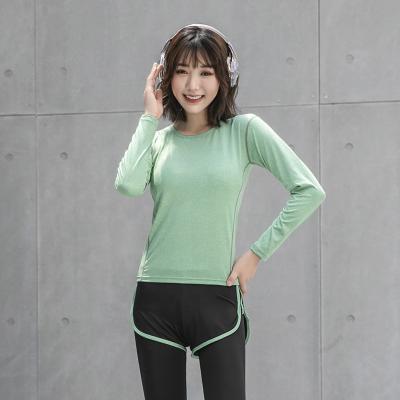 China Logo Sports Yoga Loose Quick Long Sleeve Yoga Fitness T-shirt Women Crop Top Sleeves Breathable Custom Dry Wear Seamless Top Long Sleeves for sale