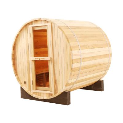 China Computer Control Panel Outdoor Barrel Sauna Canadian Hemlock Sauna for 6 Person for sale