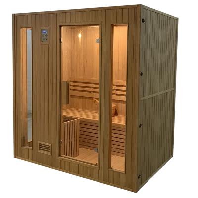 China High Quality Hemlock Steamer Sauna Outdoor 4 Person Computer Control Panel Steam Bath With Electric Sauna Stove for sale