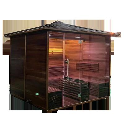 China Hot-selling 8 person red cedar steamer outdoor sauna computer control panel with Harvia/SAWO sauna stove can be customized for sale