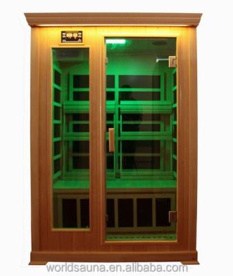 China Computer Control Panel Low EMF Hemlock Two Person Carbon Fiber Sauna Room for sale