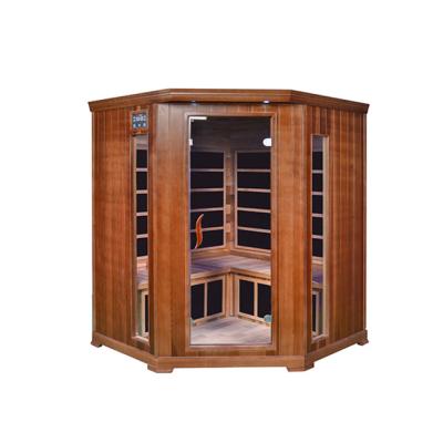 China Computer Control Panel Western Canadian Red Cedar 4 Person Corner Far Infrared Sauna for sale