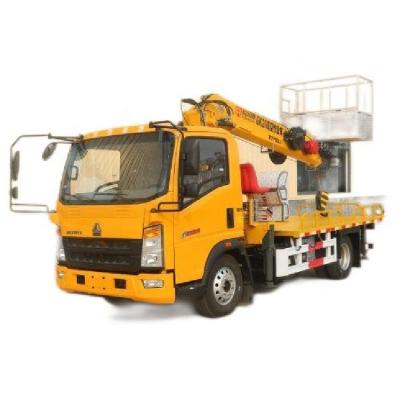 China Horsepower 150hp Second-hand Boutique Howo 16m-30m Aerial Work Truck with Truck Crane for sale