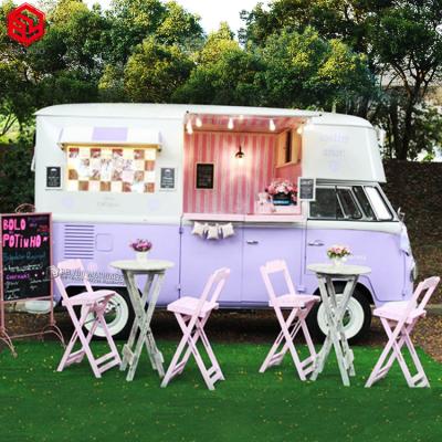 China BELYOO Factory Vintage Kitchen Pizza Cafe Mobile Bar Fast Food Truck Mobile Party Electric Four Wheel Bus Caravan Food Truck Vegetable Processing for sale