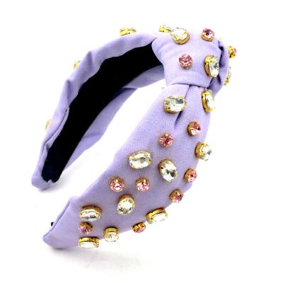 China Fashionable Luxury Light Purple Headbands Hair Decoration Bling Rhinestone Girl's Favorite Easter Headbands Accessories For Women for sale