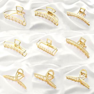 China Oversized Hair Accessories 11cm Elephant Claw Hair Clip Pearl Hair Accessories 11cm Gold Platend Hair Claw Metal Cross Alloy Clamp High Quality for sale