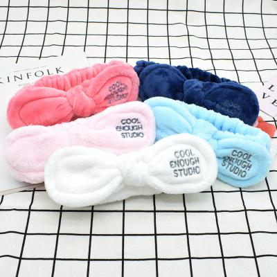 China Custom elastic daily use girl makeup headband soft bow velvet hair decoration soft headband wholesale with logo for sale