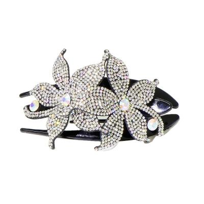 China Updo 2022 Platypus News Stylish Hair Clip Rhinestone Flower Resin Diamond Headdress Clip Simple Adult Ladies Hair Clip Wholesale for sale